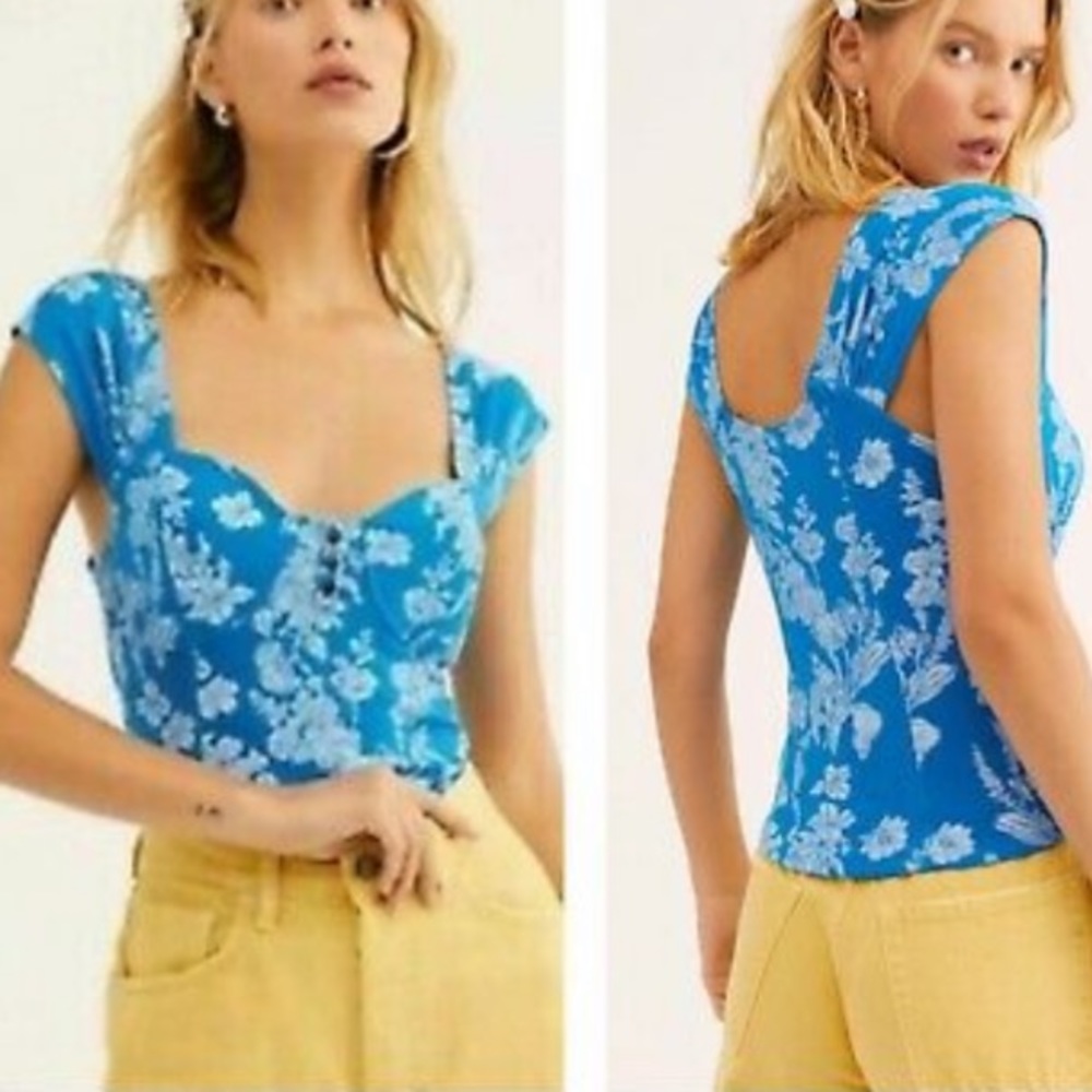 NWT Free People blue Vanessa tank, size M.